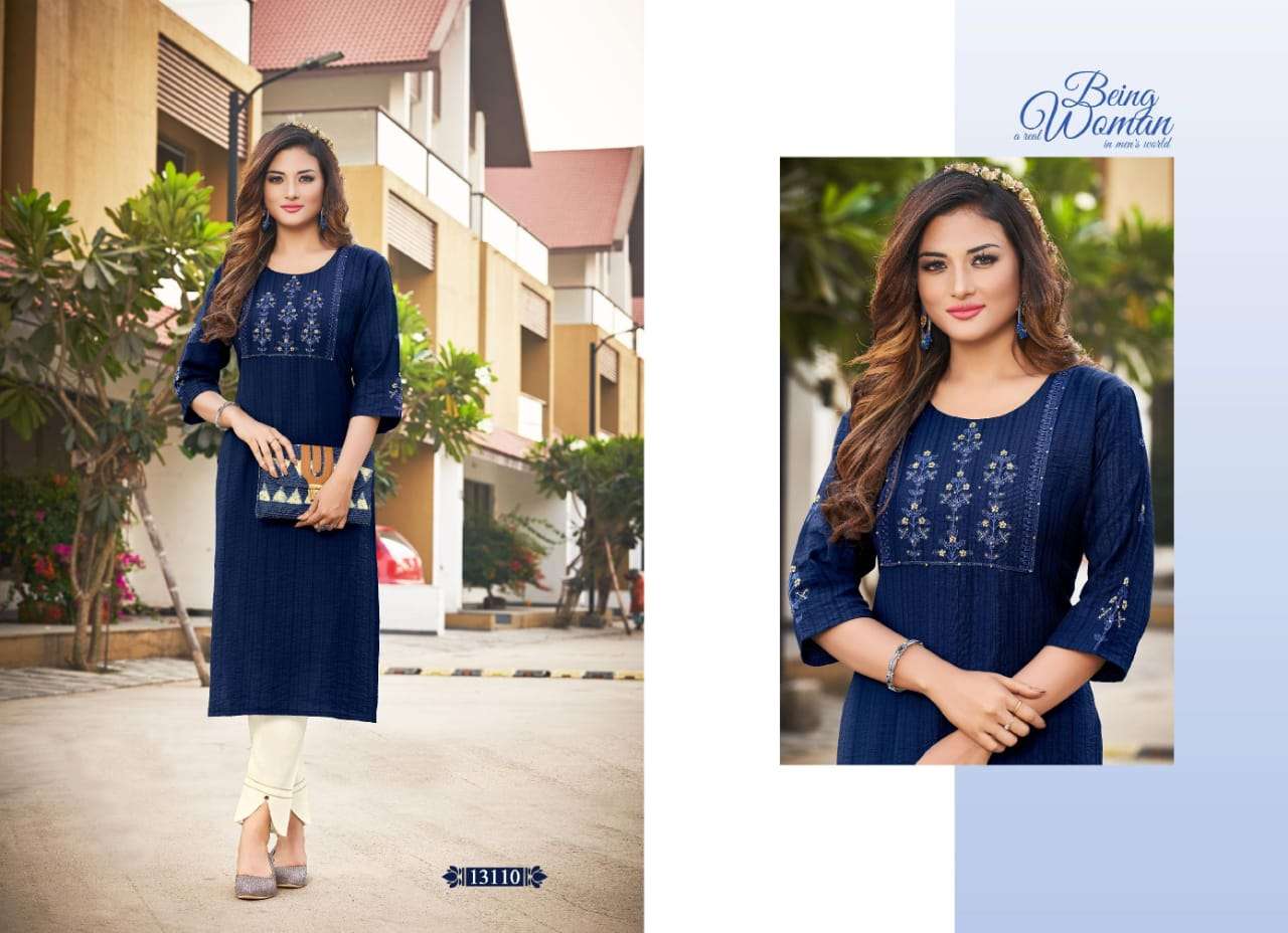 Kalaroop By Kajree-Score-Rayon-Embroidery-HandWork-Kurti-13110